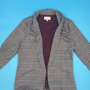 Skies Are Blue Multicolor Plaid Blazer